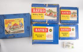 A collection of Bayko building sets. Including sets 3, 11, 12, 12C and 13C, all boxed.