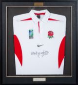 Lawrence Dallaglio (1972-) A signed presentation England rugby shirt, No.