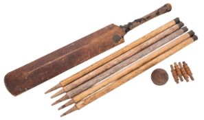 Five early 20th Century ash cricket stumps.