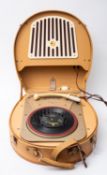 A mid 20th century Phillips model NG1360/95 'hatbox' portable record player, circa 1960s .