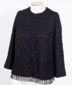 A vintage black beaded cropped evening jacket, with three-quarter length sleeves,