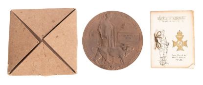 A WWI death plaque awarded to Rfmn Harold Ayling Low 7th Battalion Kings Royal Rifle Corps.