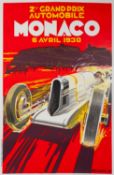 A reproduction Monaco Grand Prix 1930 poster,
