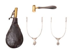 A late 19th Century leather covered shot flask.