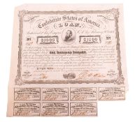 A Confederate States of America Stonewall Jackson £1000 Dollar bond.
