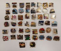 A Collection of fifty enamel badges commemorating various historic military battles.