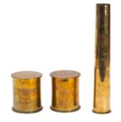 A pair of WWI era engraved trench art tobacco jars.