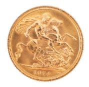 An Elizabeth II 1974 sovereign.