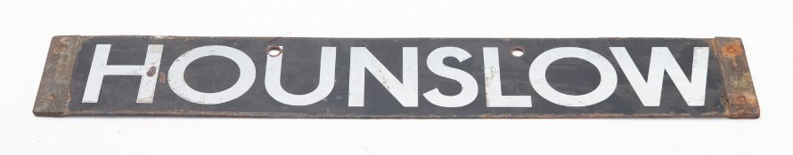 A 20th century double sided enamel railway sign 'Acton/Hounslow'.