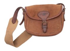 An early 20th Century canvas and leather cartridge bag. With canvas strap.