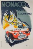A reproduction Monaco Grand Prix 1952 poster,