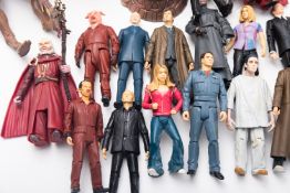 A collection of Dr. Who action figures,