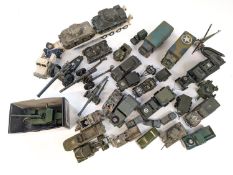 A collection of diecast military vehicles.