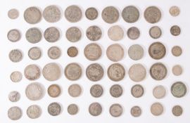 A collection of approximately 600g of pre 1947 silver coinage.