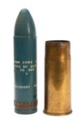 An inert 76mm Scorpion practice round with shell case,