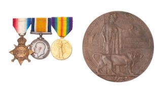 A WWI trio and Death plaque for ' K25984 Willam Ames, Sto.2.