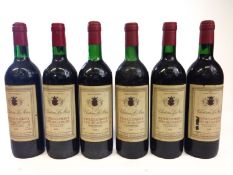 Six bottles of Chateau Le Mas Bourdeaux 1985. Fill levels to high shoulder, 75cl, 12.5% vol.