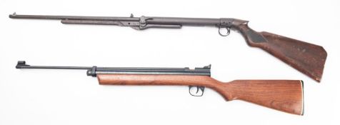 BSA or similar. A .22 calibre underlever air rifle, serial number S25610 on a semi pistol grip stock