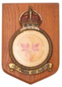 A WWII period RAF No.92 East India Squadron ward room plaque