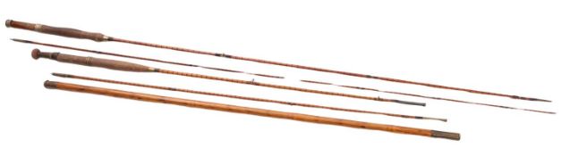 Two early 20th Century Eaton and Deller fishing rods.