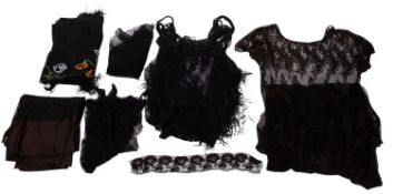 A late 19th Century black floral lace dress.