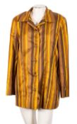 A group of four lady's jackets, including a Finity Studio brown and yellow stripped silk jacket,
