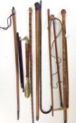 A Georgian silver gilt topped walking cane.