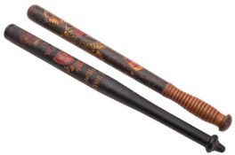 A William IV ebonised presentation truncheon awarded to John Lionel Hood Mayor of Newcastle 1835.