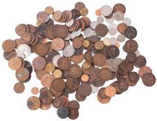 A mixed collection of coins and bank notes. Including 300g approx. of pre 1947 silver etc.