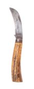 A 19th century pruning knife, maker Wingfield Rowbotham & Co, Sheffield,