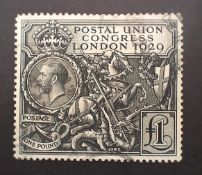 1929 PUC £1 black SG438 used.