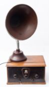 An early 20th century oak cased TRF radio,