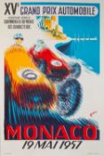 A reproduction Monaco Grand Prix 1957 poster,