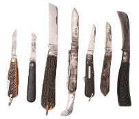 A Harding & Sons horn handled pruning knife.