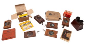 A late 19th Century mahogany foldable stereo viewer.