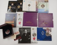 Ten cased / boxed coins including Silver £5.