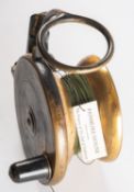 A Malloch Patent 3 3/4 inch brass sidecaster reel , formerly from Panmure House,