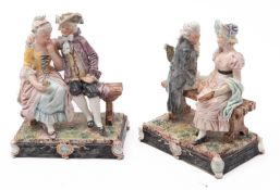 A pair of German or Austrian majolica fi