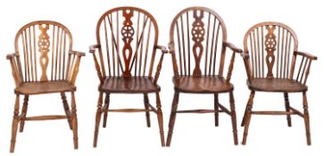 Four elm and beechwood wheel and spindle