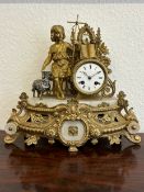 Französische Kaminuhr "Johannes des Täufers mit Lamm und Kreuzstab" um 1880