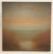 Konvolut 1.) Abstrakte Landschaft bei Sonnenuntergang“ ÖL auf Leinwand, 2.) Abstraktes Gemälde „Lic