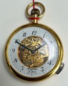 Angelus, Le Locle - 5 Minuten Repetition skelettierte Taschenuhr mit Sichtwerk, Schweiz, um 1950