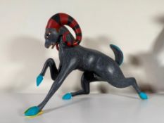 Armando Jimenez Oaxacan Hand Painted Carved Wood Ram Figurine