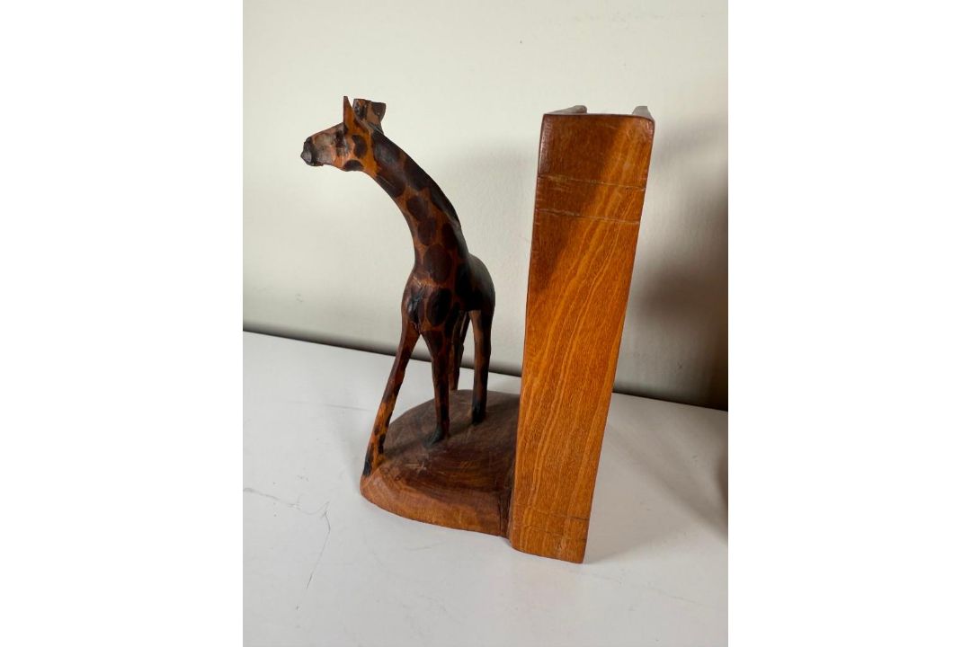 Hand Carved Giraffe Bookends - Image 6 of 13