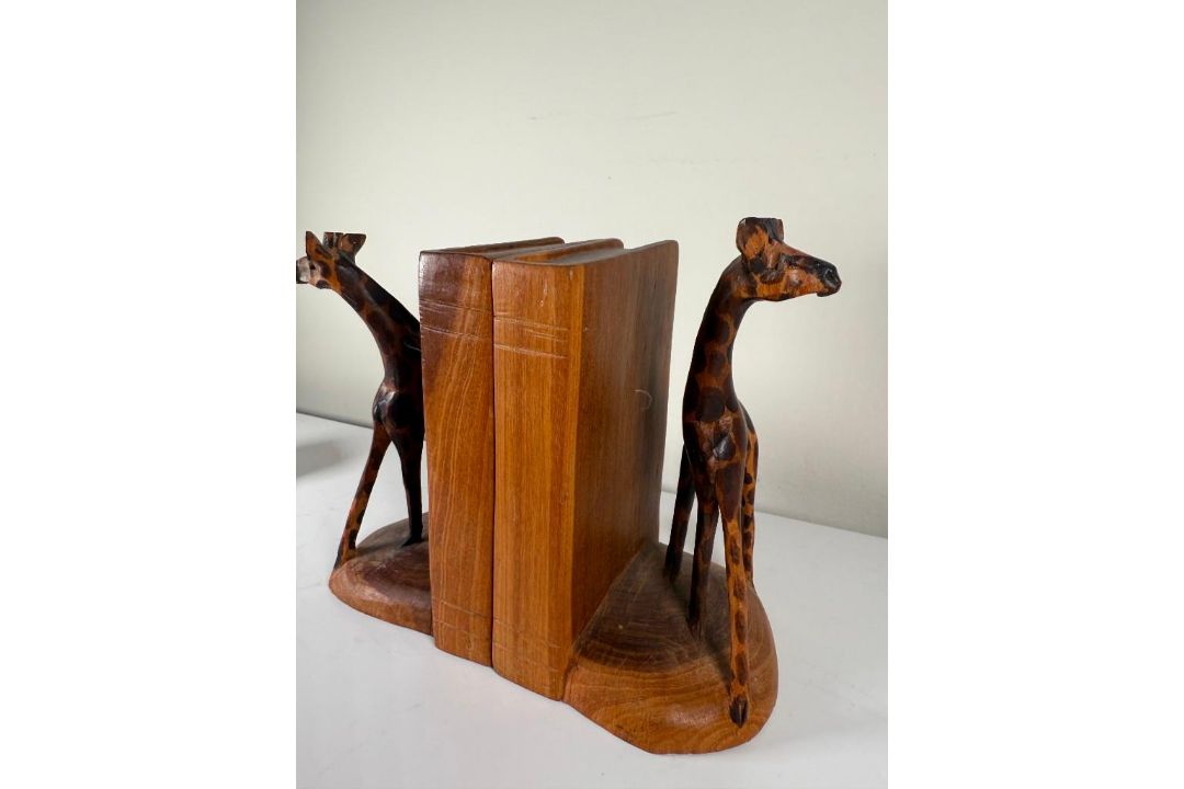 Hand Carved Giraffe Bookends - Image 13 of 13