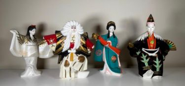 Vintage Hamilton Collection Art of Kabuki Figurines, Lot of 4
