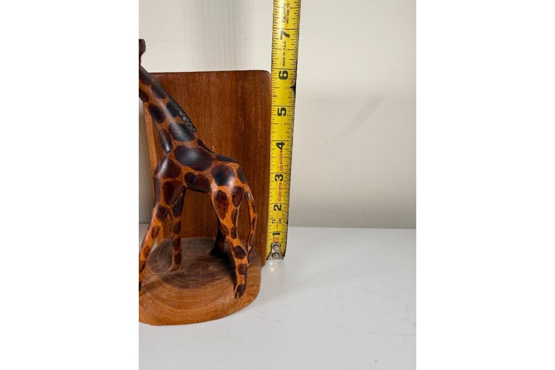 Hand Carved Giraffe Bookends - Image 9 of 13