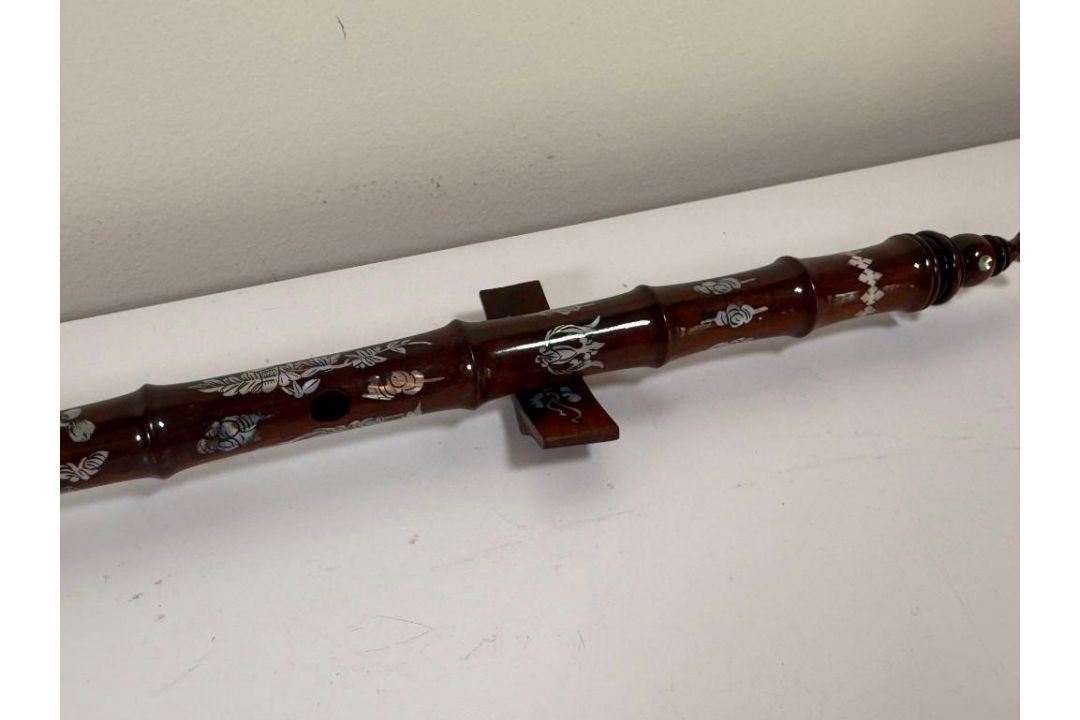 Chinese Inlaid Rosewood Flute - Image 3 of 3