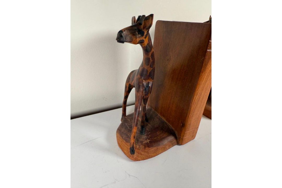 Hand Carved Giraffe Bookends - Image 7 of 13
