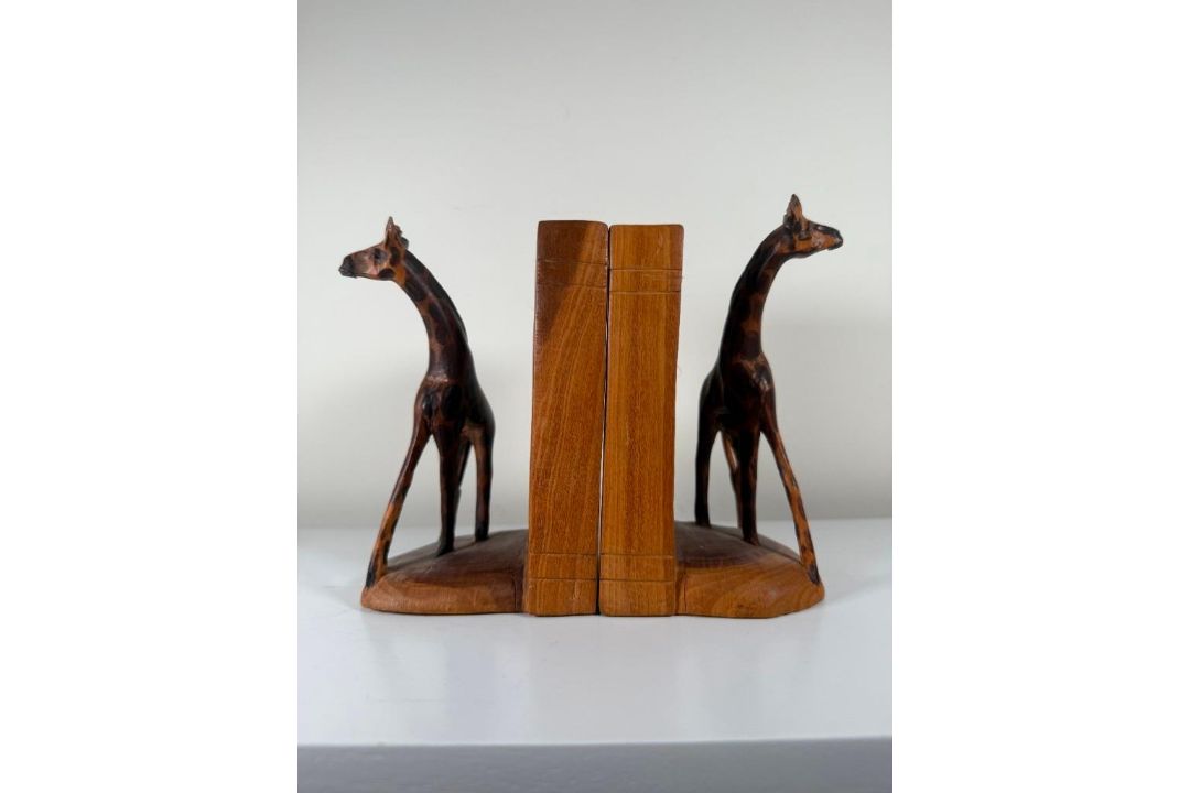 Hand Carved Giraffe Bookends - Image 11 of 13